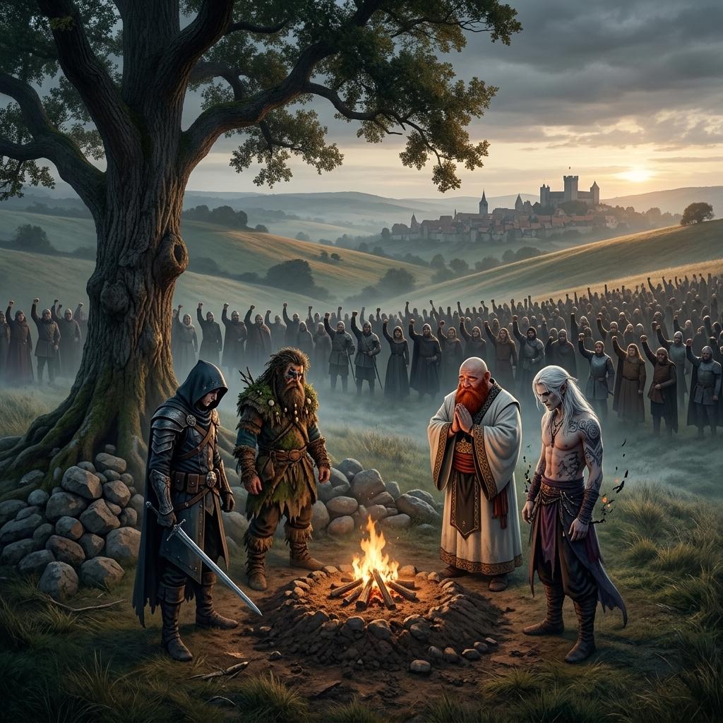 Lithen's funeral beneath the childhood tree